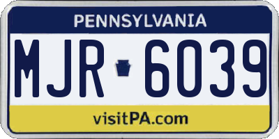 PA license plate MJR6039