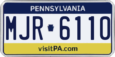 PA license plate MJR6110