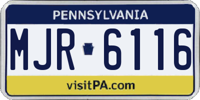 PA license plate MJR6116