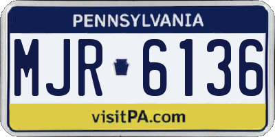 PA license plate MJR6136