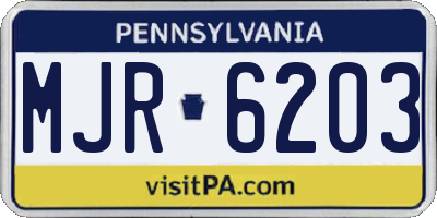 PA license plate MJR6203