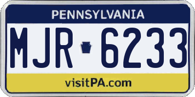 PA license plate MJR6233
