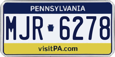 PA license plate MJR6278