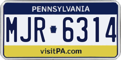 PA license plate MJR6314