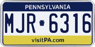 PA license plate MJR6316