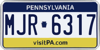 PA license plate MJR6317