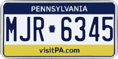 PA license plate MJR6345