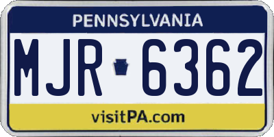 PA license plate MJR6362