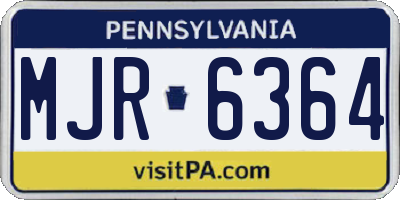 PA license plate MJR6364