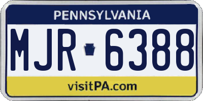 PA license plate MJR6388