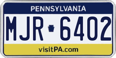 PA license plate MJR6402