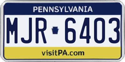 PA license plate MJR6403