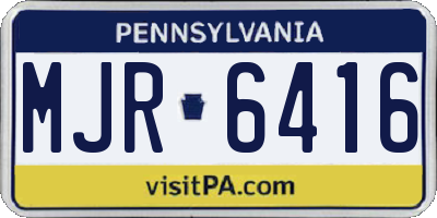 PA license plate MJR6416