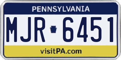 PA license plate MJR6451