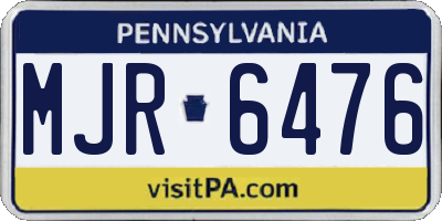 PA license plate MJR6476