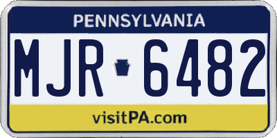 PA license plate MJR6482