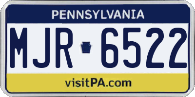 PA license plate MJR6522