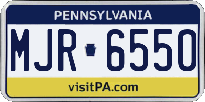 PA license plate MJR6550