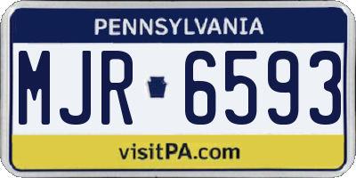 PA license plate MJR6593