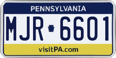 PA license plate MJR6601