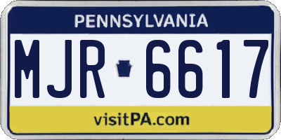 PA license plate MJR6617