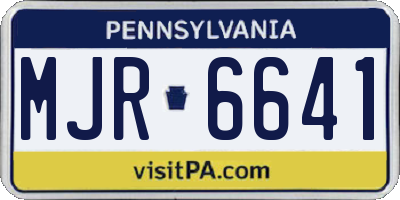 PA license plate MJR6641