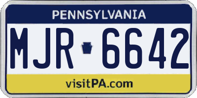 PA license plate MJR6642