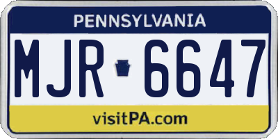 PA license plate MJR6647