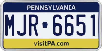 PA license plate MJR6651