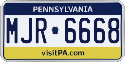PA license plate MJR6668