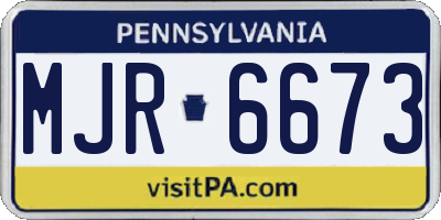 PA license plate MJR6673
