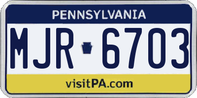 PA license plate MJR6703