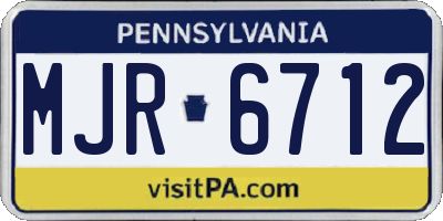 PA license plate MJR6712