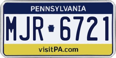 PA license plate MJR6721