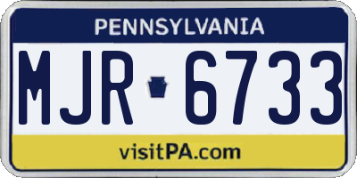 PA license plate MJR6733