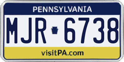 PA license plate MJR6738