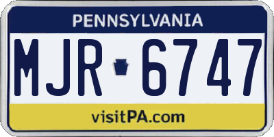 PA license plate MJR6747