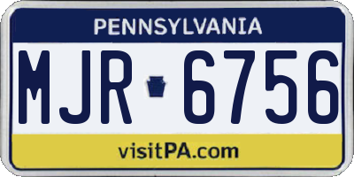 PA license plate MJR6756