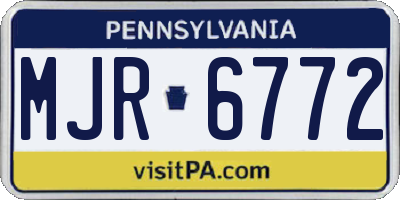 PA license plate MJR6772