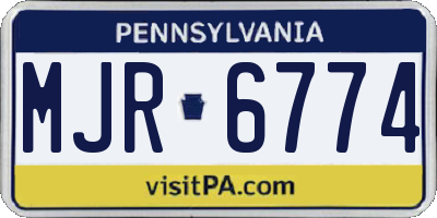 PA license plate MJR6774