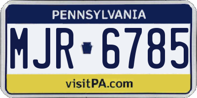 PA license plate MJR6785