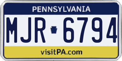 PA license plate MJR6794