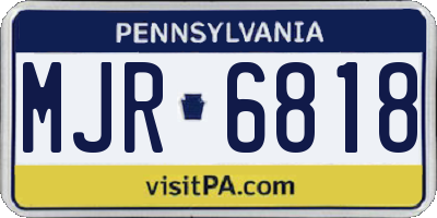 PA license plate MJR6818