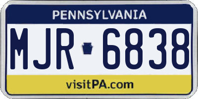 PA license plate MJR6838