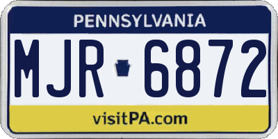 PA license plate MJR6872