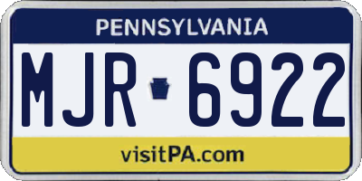 PA license plate MJR6922