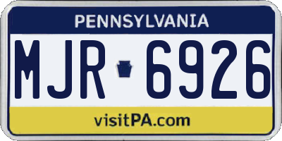 PA license plate MJR6926