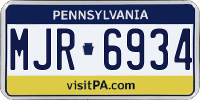 PA license plate MJR6934