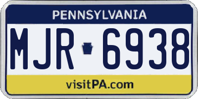 PA license plate MJR6938