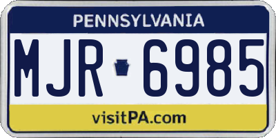 PA license plate MJR6985